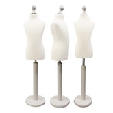 Children Kids Age 6-8 Years Tailors Dummy Mannequin, White Torso Bust with a White Wood Round Base